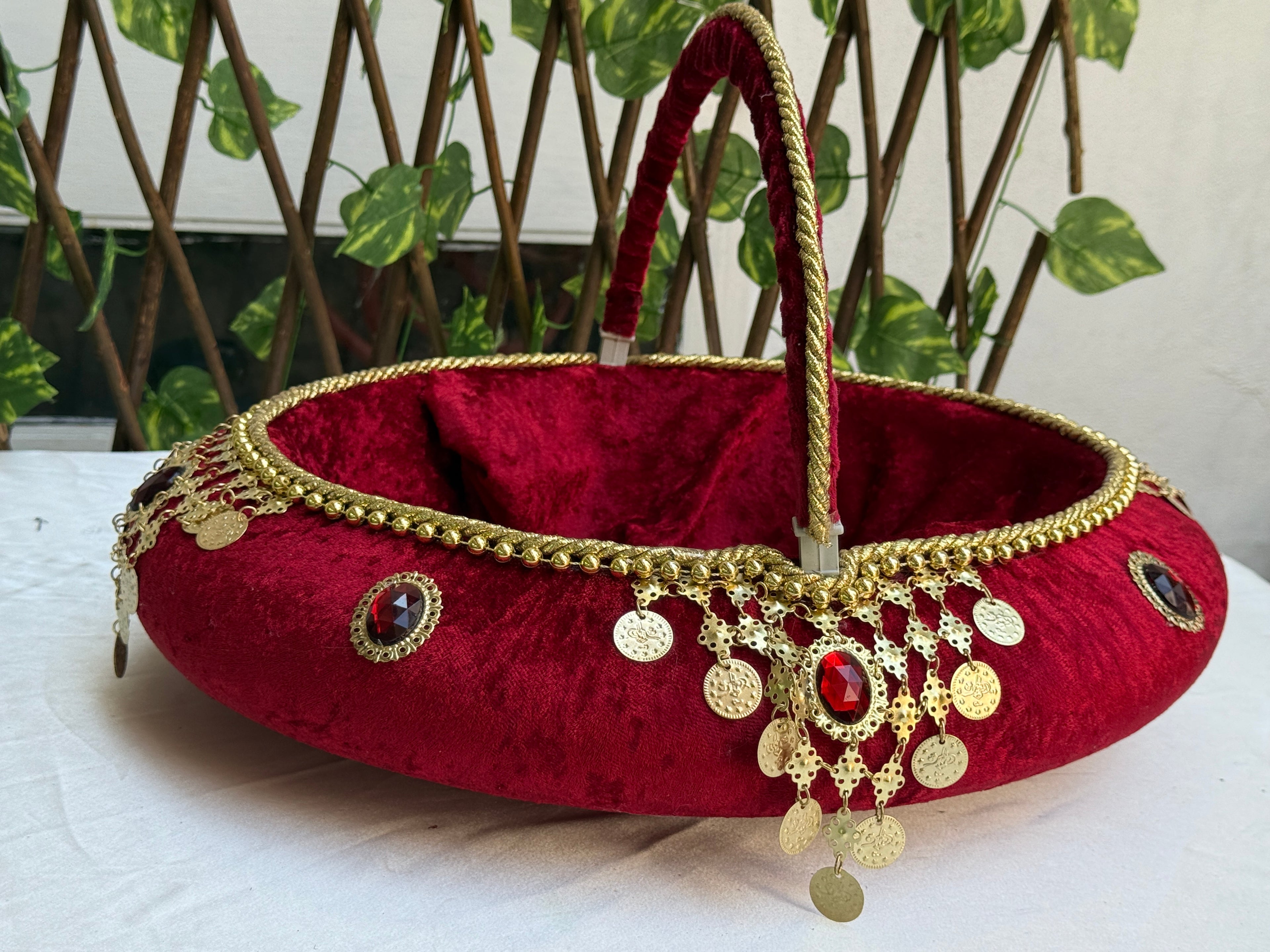 Kadife Taş Süslemeli Kına Sepeti